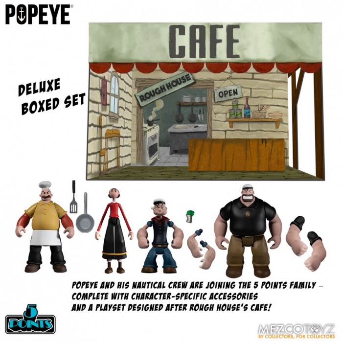 Popeye: 5 Points - Popeye Deluxe Action Figure Box Set Mezco Toyz Product