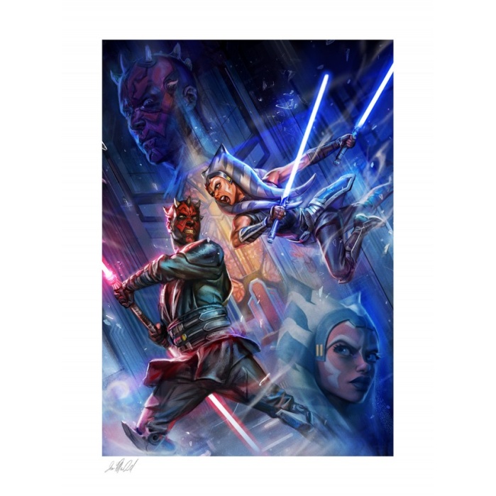 Star Wars: The Clone Wars - One Last Lesson Ahsoka Tano vs Darth Maul Unframed Art Print Sideshow Collectibles Product