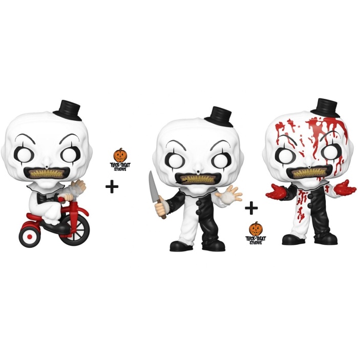 Terrifier POP! Movies Vinyl Figure Art the Clown w/bike + Art the Clown(BD)+ Art the Clown set van 3 Funko Product