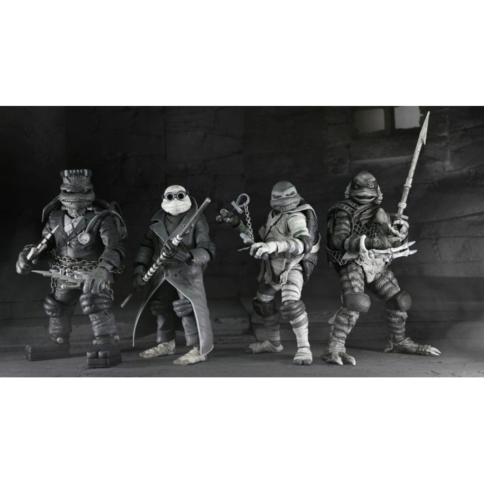 Universal Monsters x Teenage Mutant Ninja Turtles Action Figures 4-Pack Turtles Black & White 18 cm NECA Product