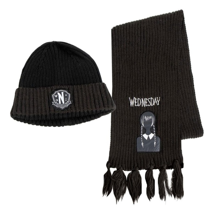 Wednesday Beanie & Scarf Set Nevermore Metropolis-Collectibles Product